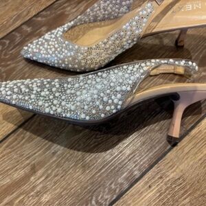 Next Silver Embellished Slingback Heels